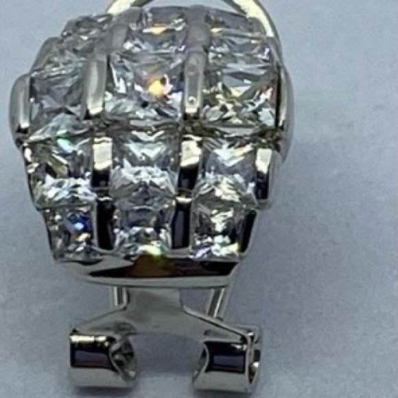 None Jewelry - Silver tone CZ pierced earrings.
